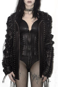 Lace Up Leather Jacket