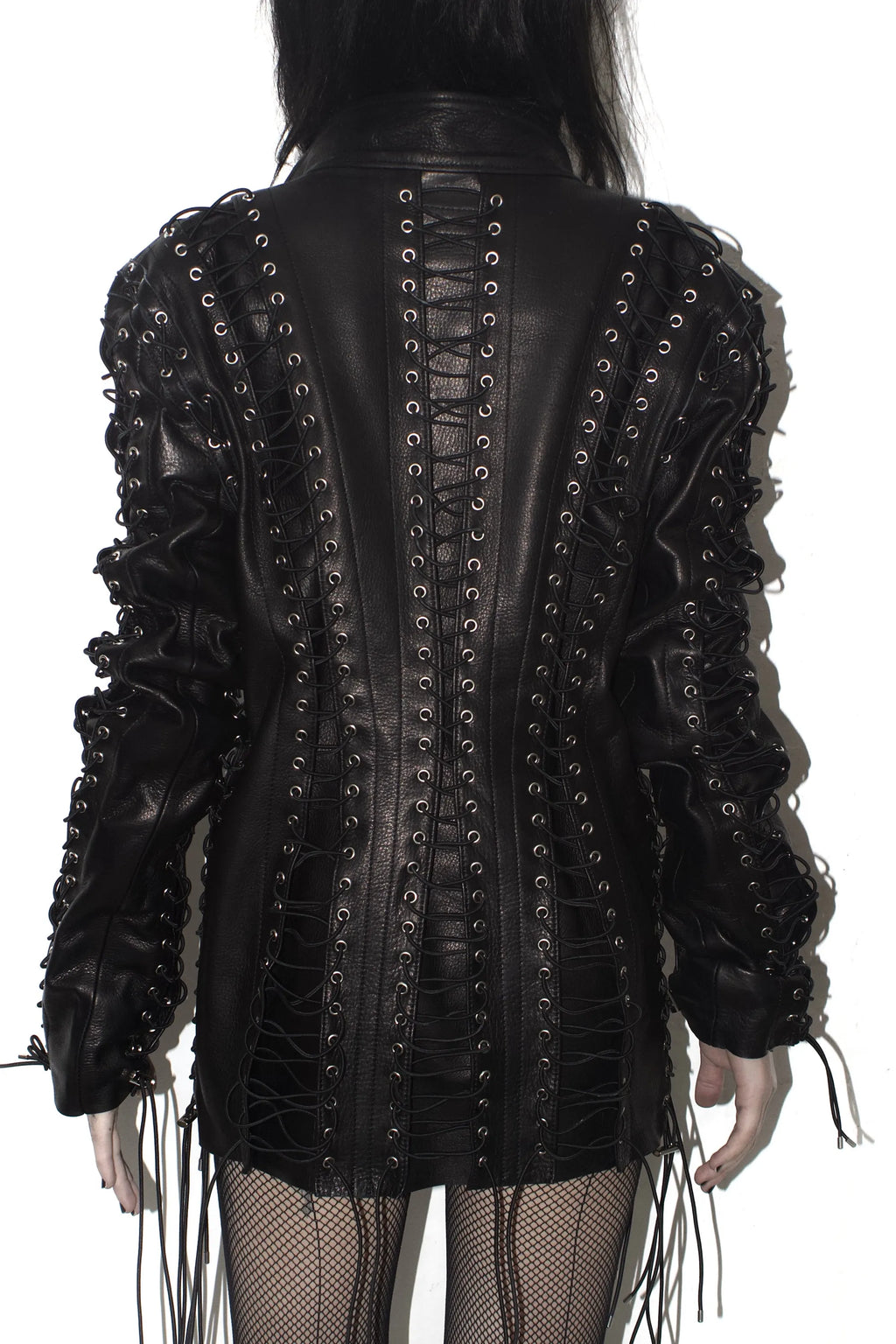 Lace Up Leather Jacket