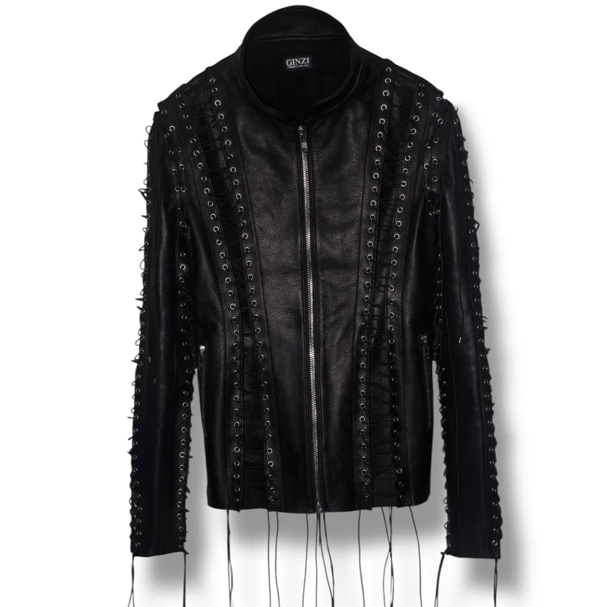 Lace Up Leather Jacket
